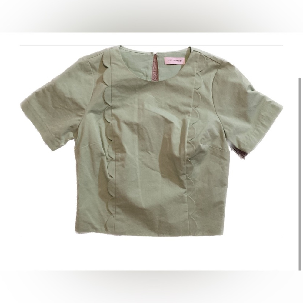 NWT Sample Sale Light Green Scalloped Top